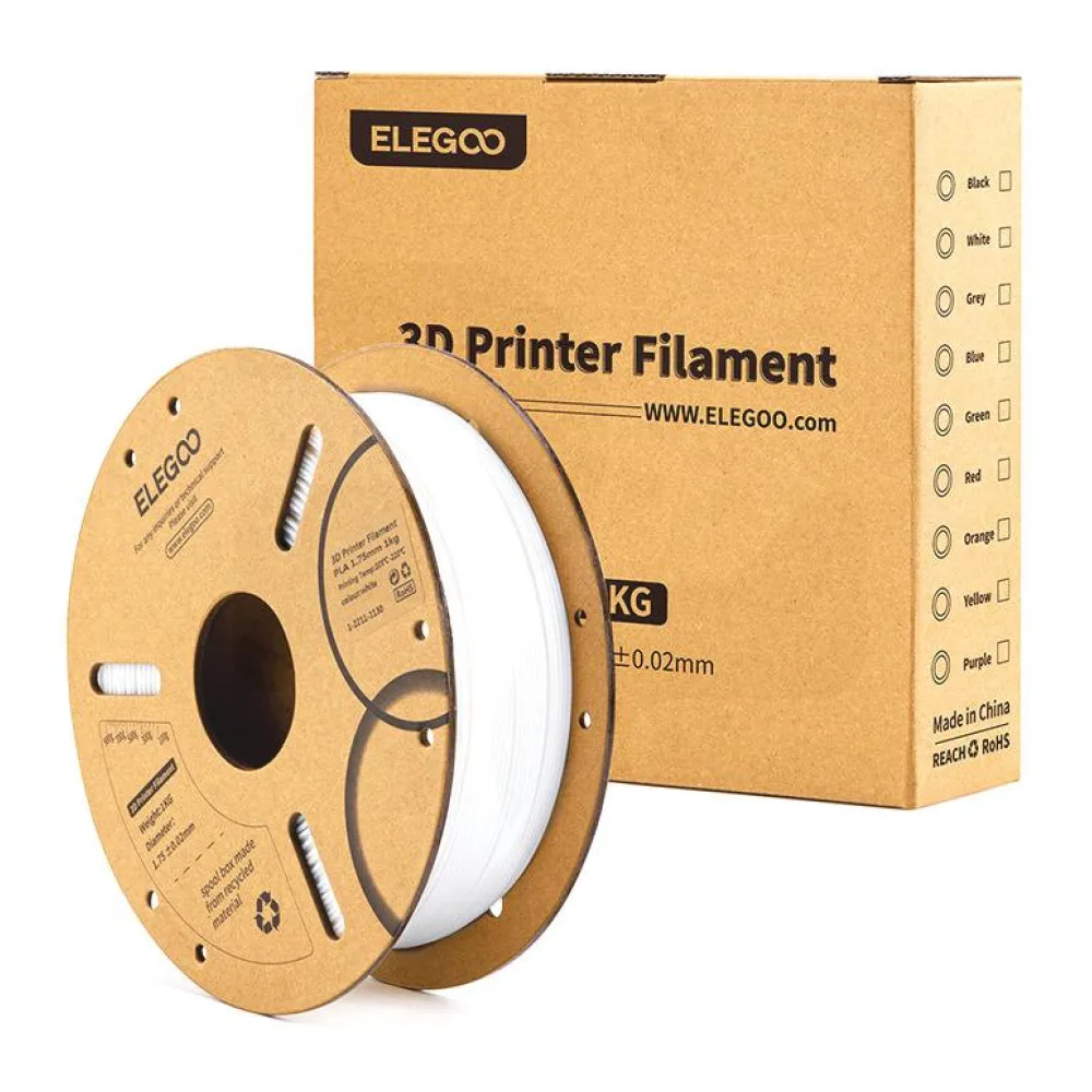 Filamento Pla Blanco para Impresión 3D 1KG Elegoo
