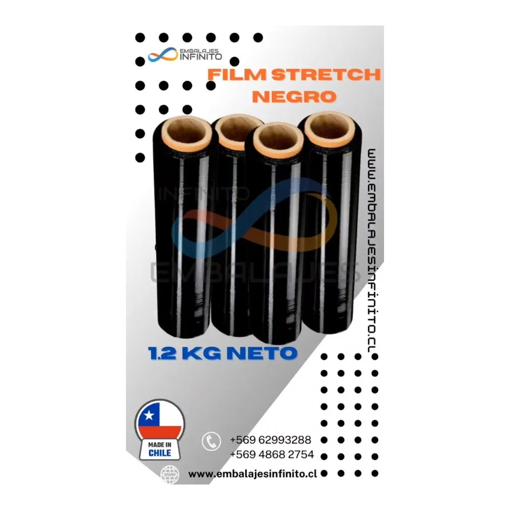 Film Stretch Negro 1,2 Kg Neto Caja 6 Unds. 20 Micras