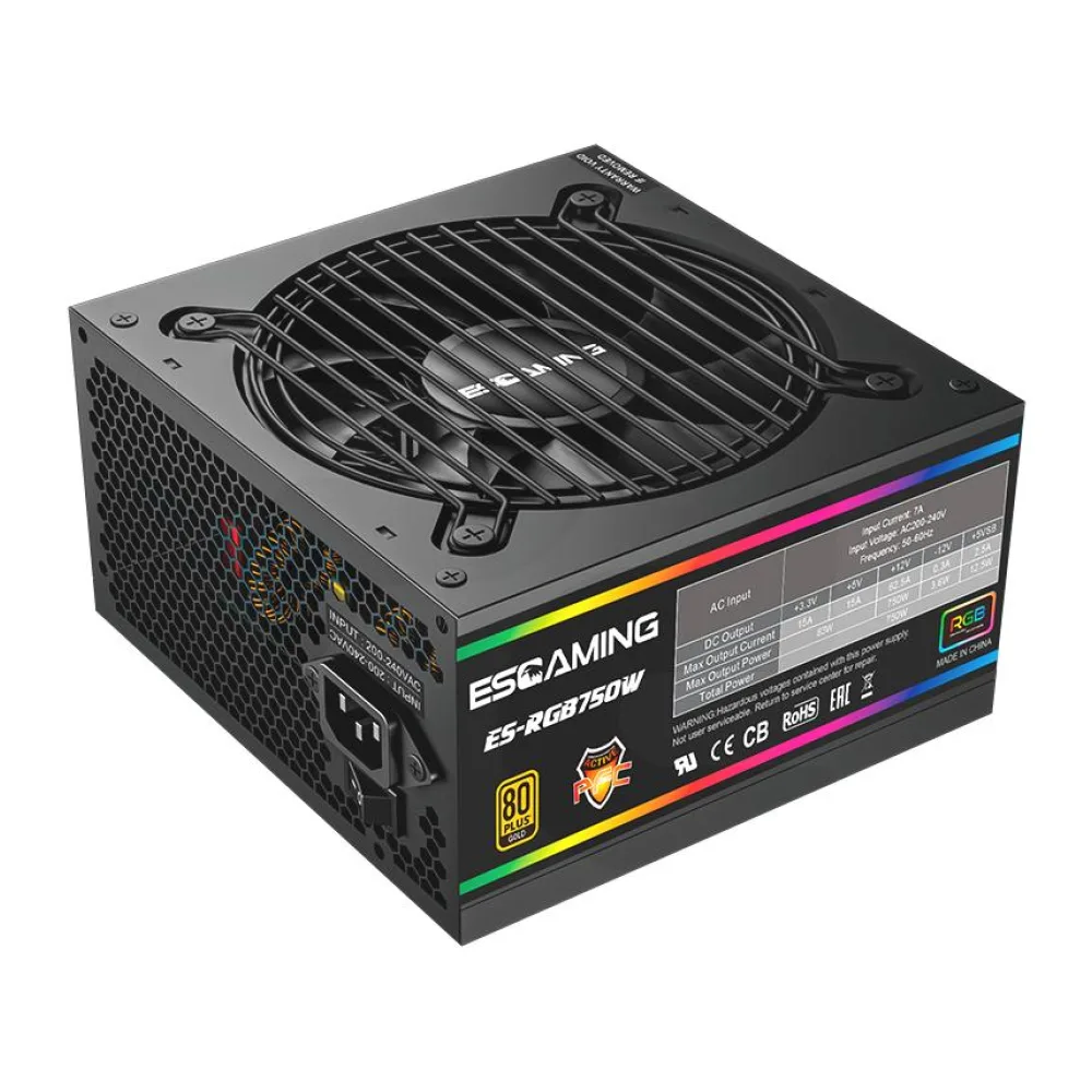 Fuente de Poder 750W 80 Plus Gold Esgaming