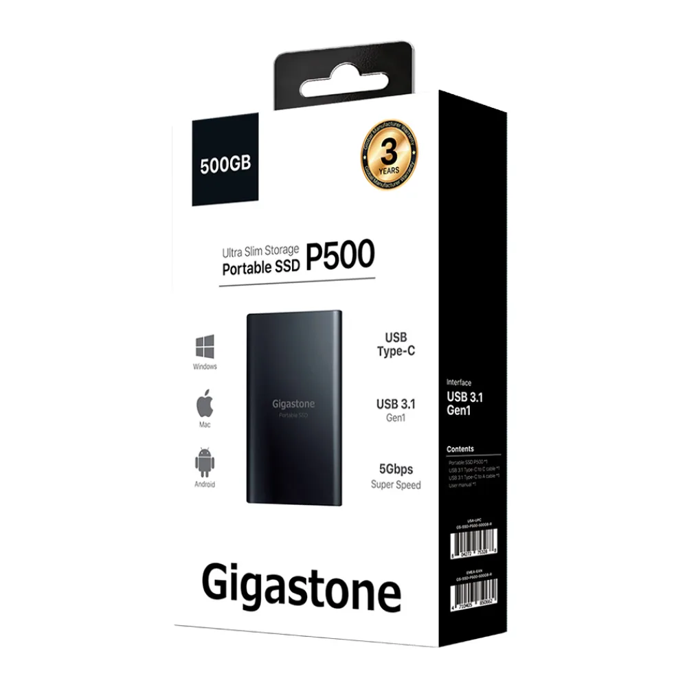 Gigastone Disco Duro Externo Ssd 500GB Tipo C 5GBPS
