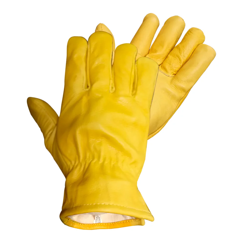 Guante Cuero Amarillo Forro Franela Atox