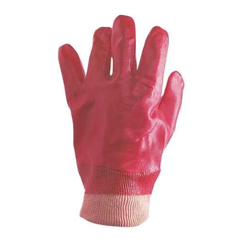 Guante Pvc Puño Tejido Rojo