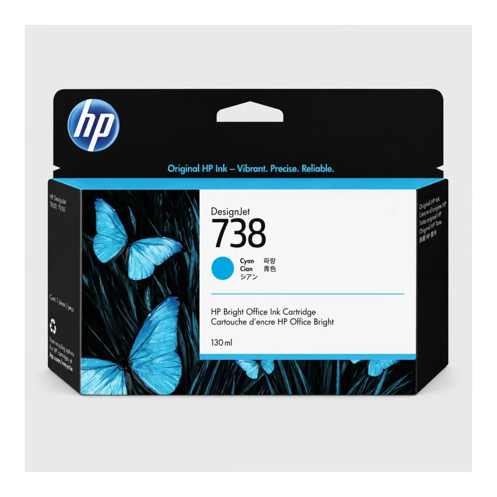 HP Cartucho de Tinta Designjet 738 Cian 130 Ml 498N5A