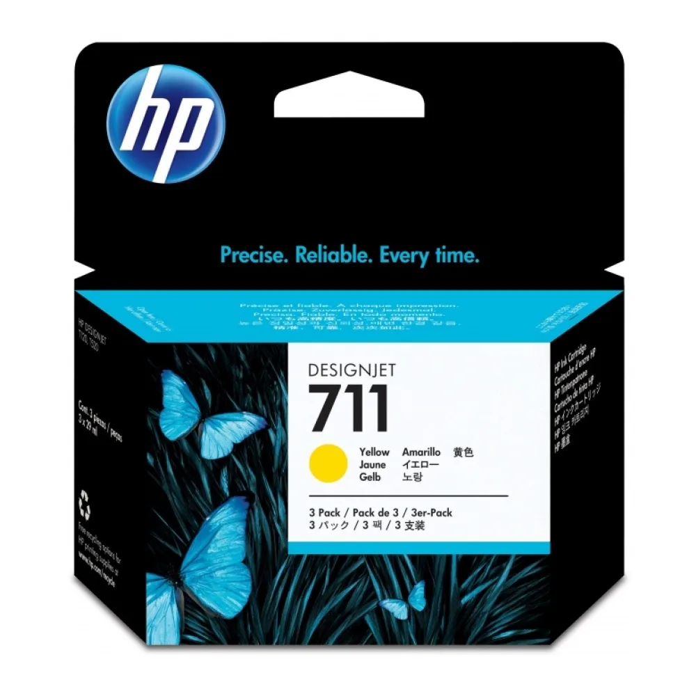 HP Tinta 711 Tripack Amarilla CZ136A 3 Cartuchos
