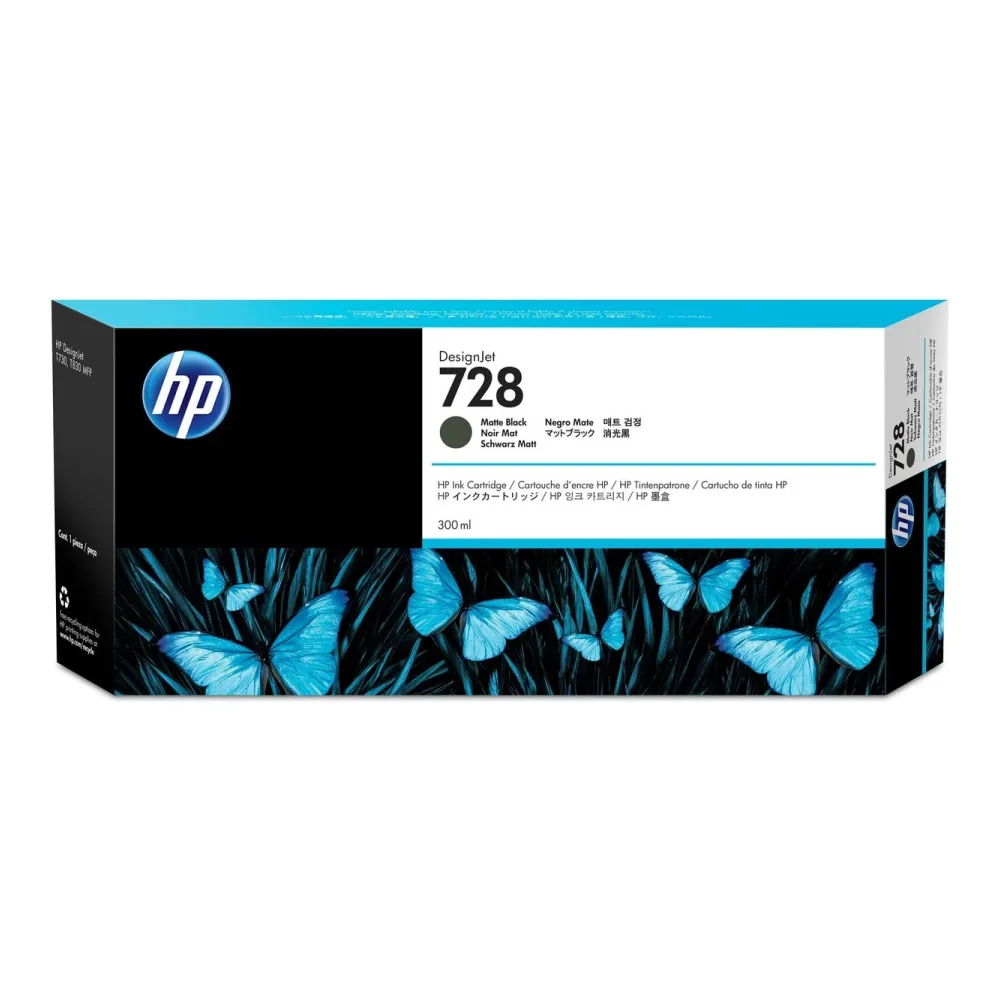 HP Tinta 728 Negro Mate 300 Ml F9J68A