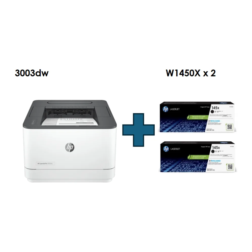 Impresora HP Laserjet Pro 3003DW Monocromática 3G654A + 2 Tóner W1450X