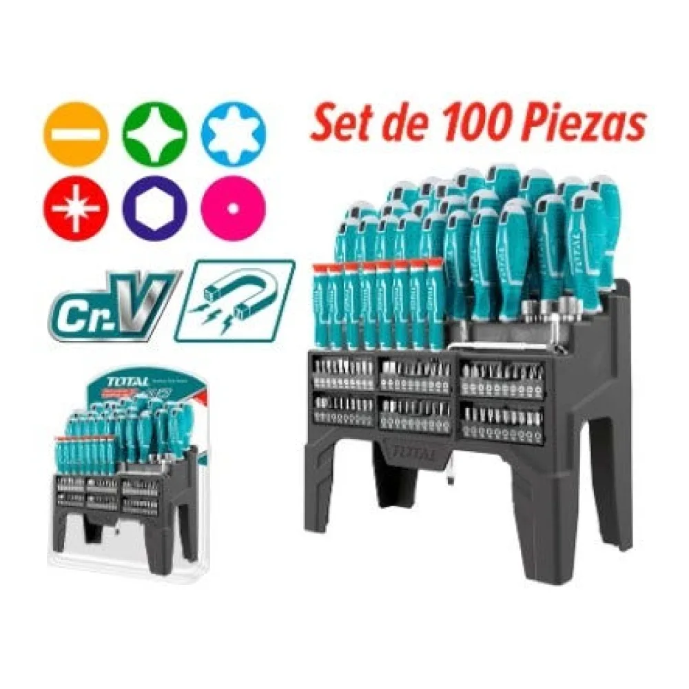 Jgo Destornilladores Total 100 Pzas THT2506100