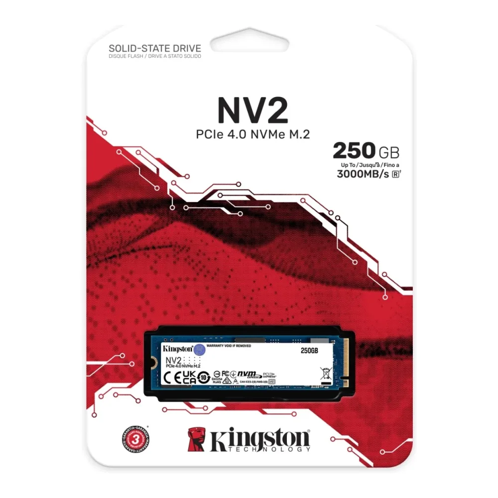 Kingston Ssd 250GB, NV2 M.2 2280 Pcie 4.0 X4 SNV2S/250G