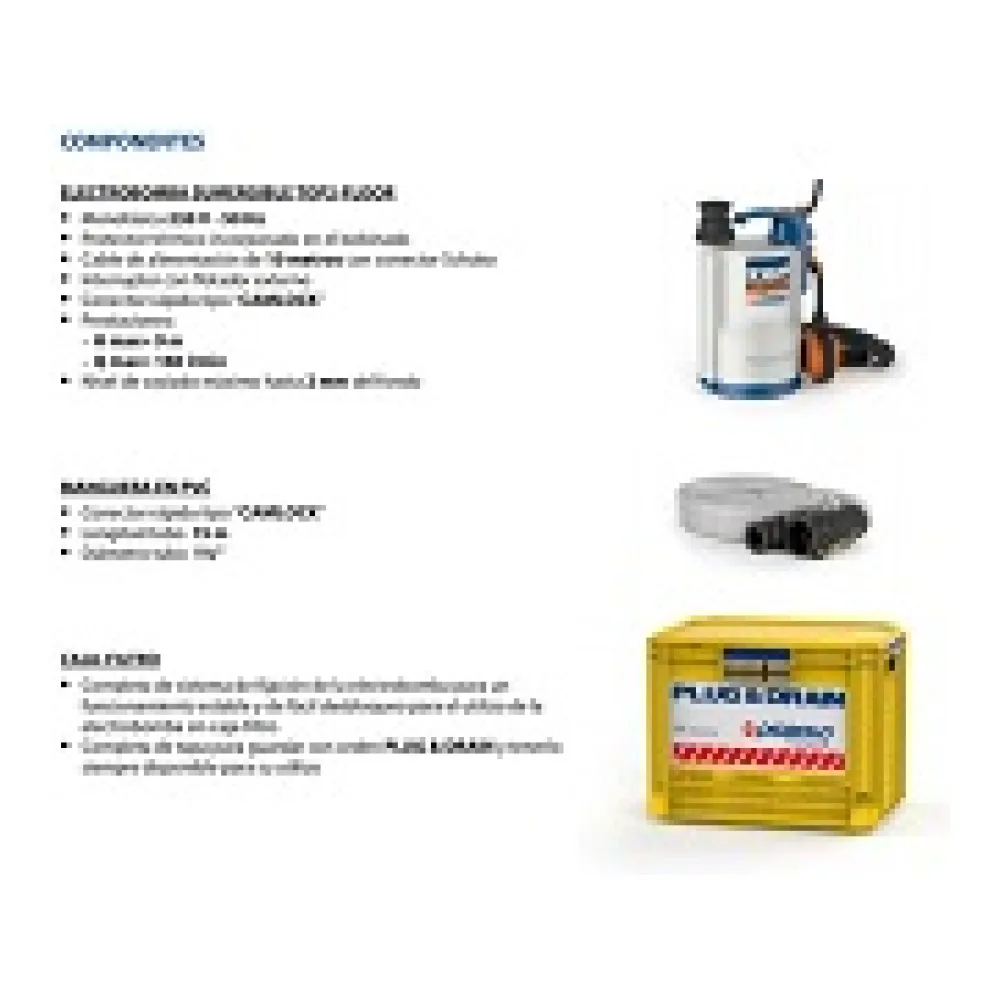Kit Bomba de Agua Sumergible Pedrollo para Vaciado Top 2 Floor