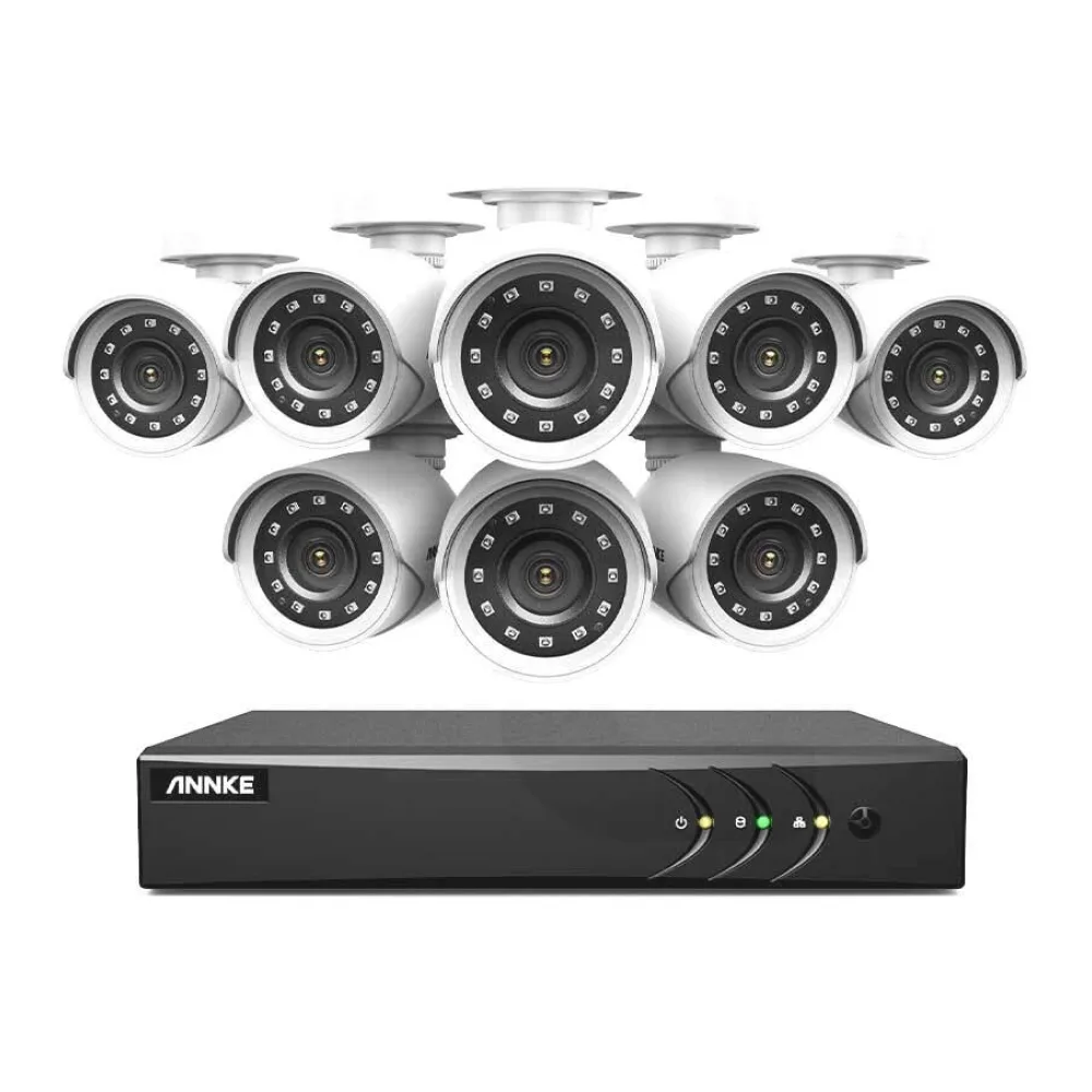 Kit de Vigilancia Dvr 8 Canales 5MP Hybrid (5 en 1) + 8 Cámaras 2MP Full Hd Tvi Annke