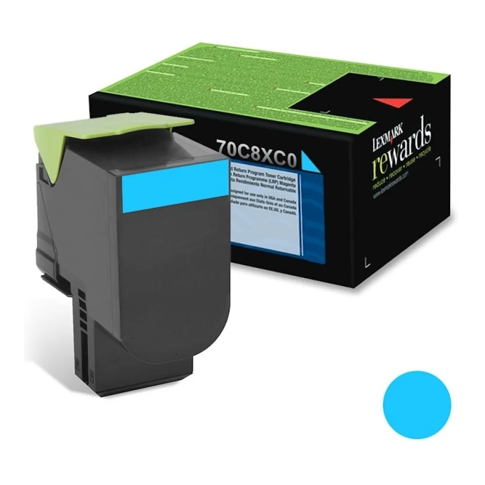 Lexmark Toner 708XC Cyan Alto Rendimiento 70C8XC0