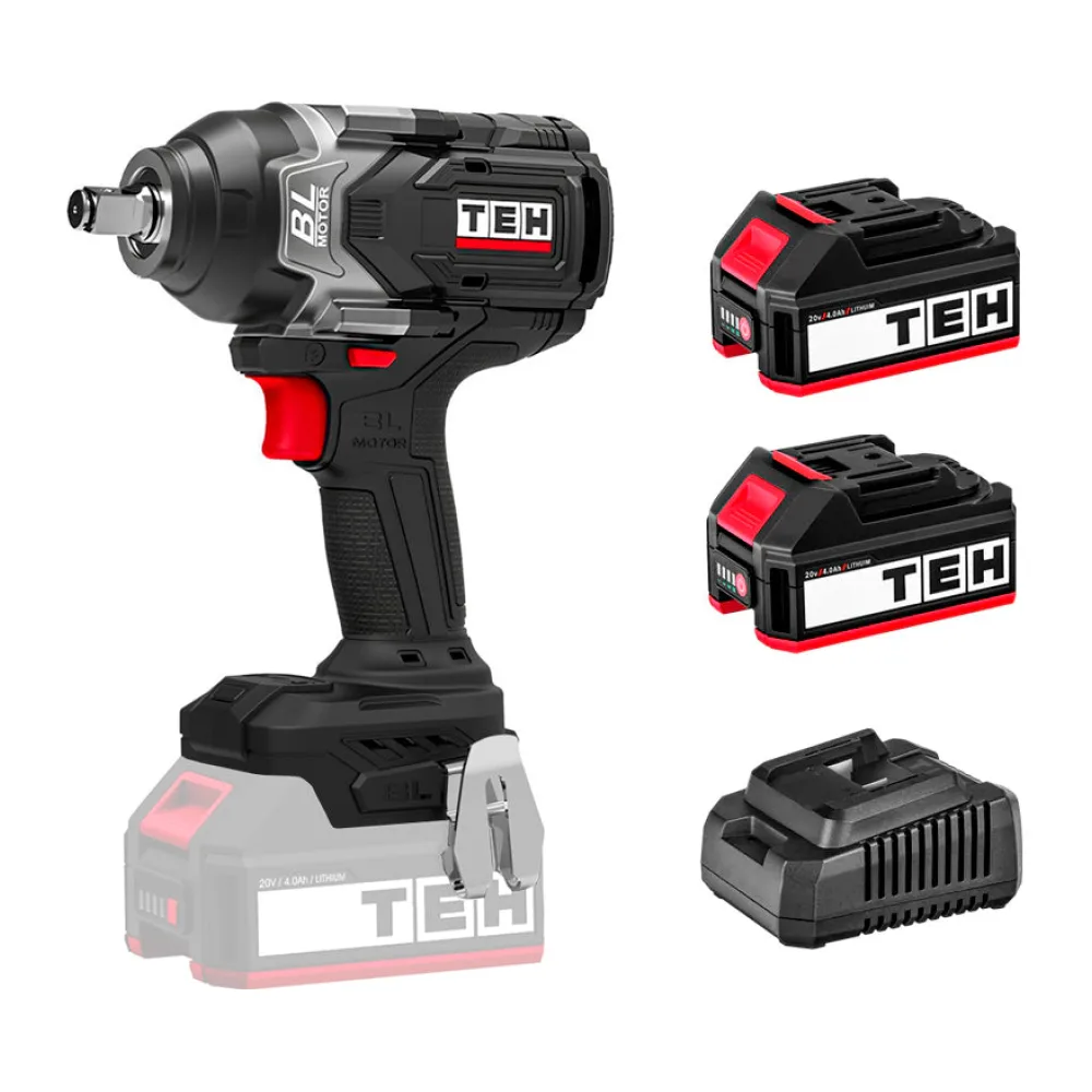 Llave de Impacto Inalámbrica 20V 850NM + 2 Baterías + Cargador Tehtools
