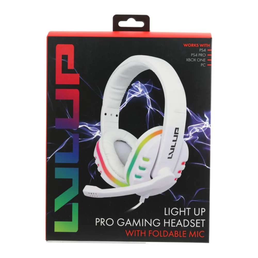 Lvlup Audífono Level Up Gaming Blanco Luz Rgb