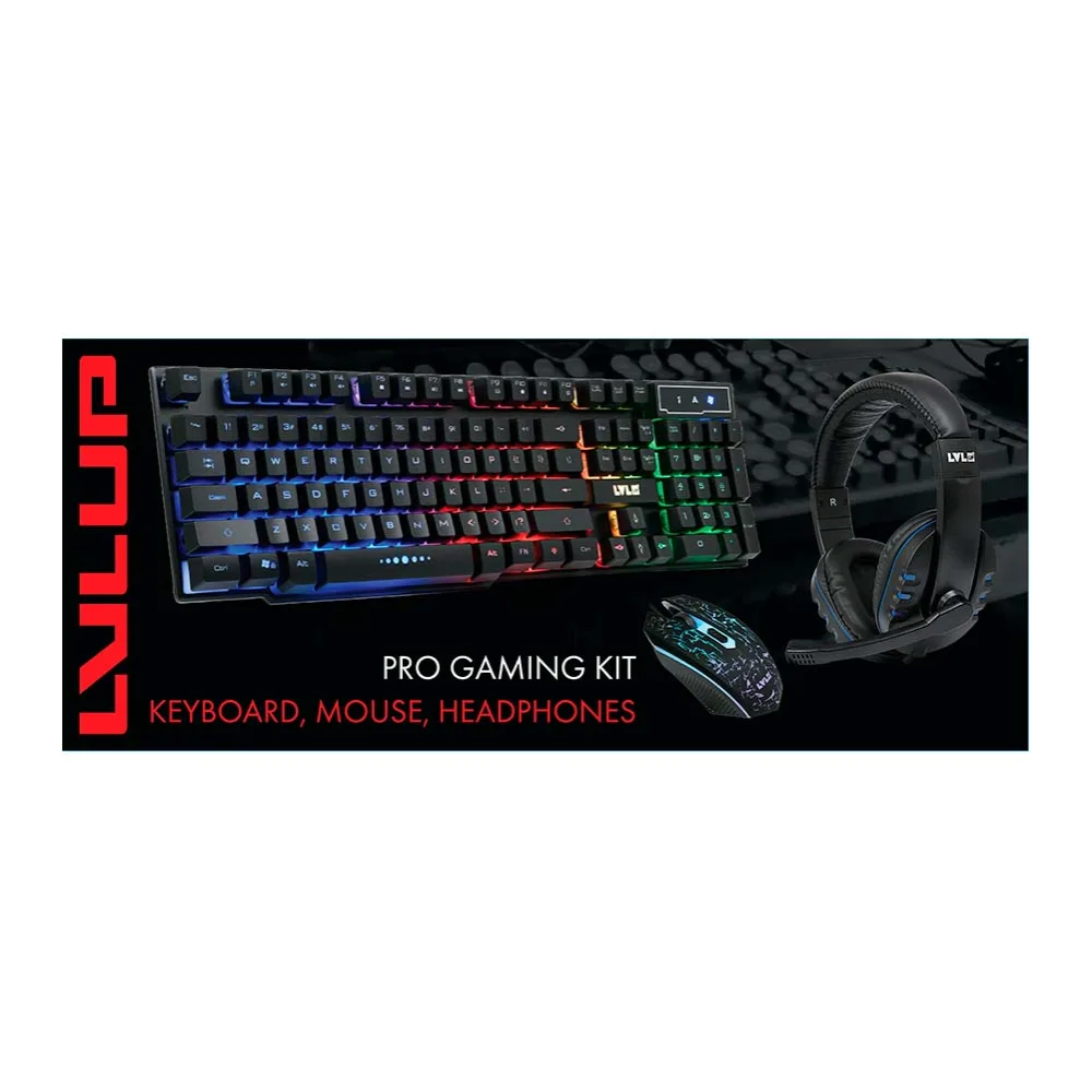 Lvlup Kit Gaming Level Up 3 en 1 Teclado+audífono+mouse Luz Rgb