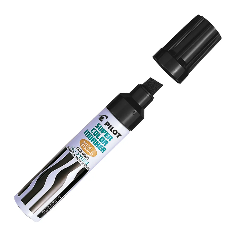 Marcador Permanente Recargable SCA-6600 Punta Biselada Negro Metal Pilot