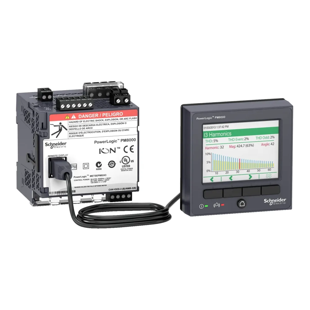 Medidor de Energia PM8000 CL0.2 - RS485 - Ethernet - Sag/swell & Waveform - Riel Din Display Remoto 328609359 Schneider Electric