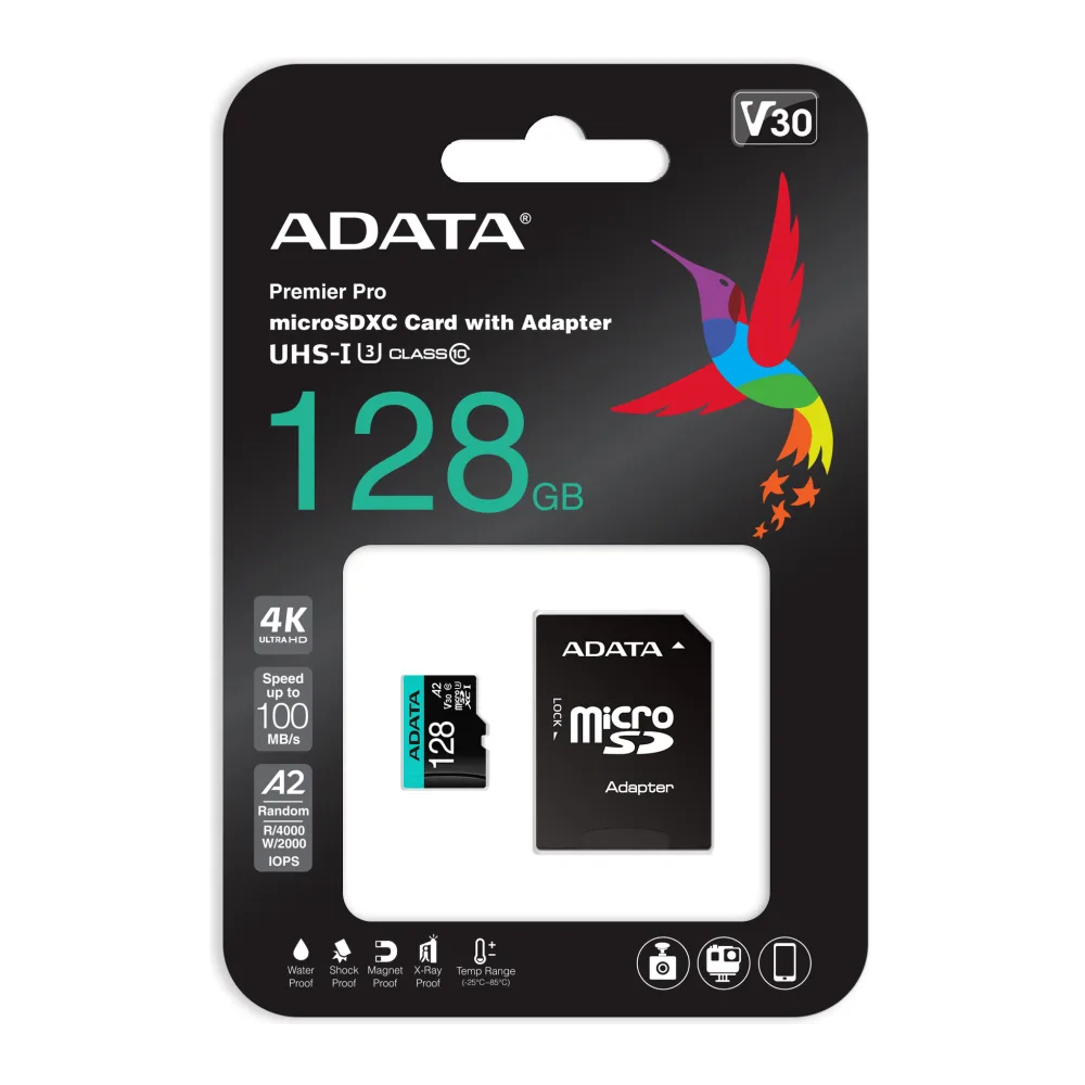 Memoria Microsdxc Adata 128GB Premier Pro V30S Adaptador