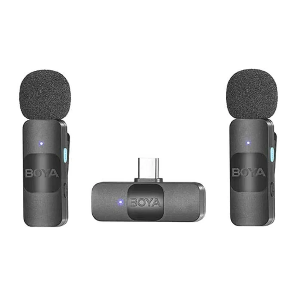 Micrófono Inalámbrico Doble Ultra Compacto y Portable 2.4GHZ Conector Usb-c Boya BY-V20
