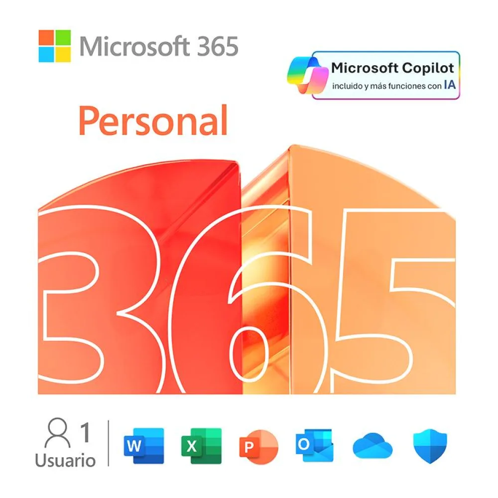 Microsoft 365 Personal (12 Meses) - 1 Usuario - Compatible con Pc/mac/iphone/tablet + 1TB Onedrive. Requiere Activación. [código Digital]