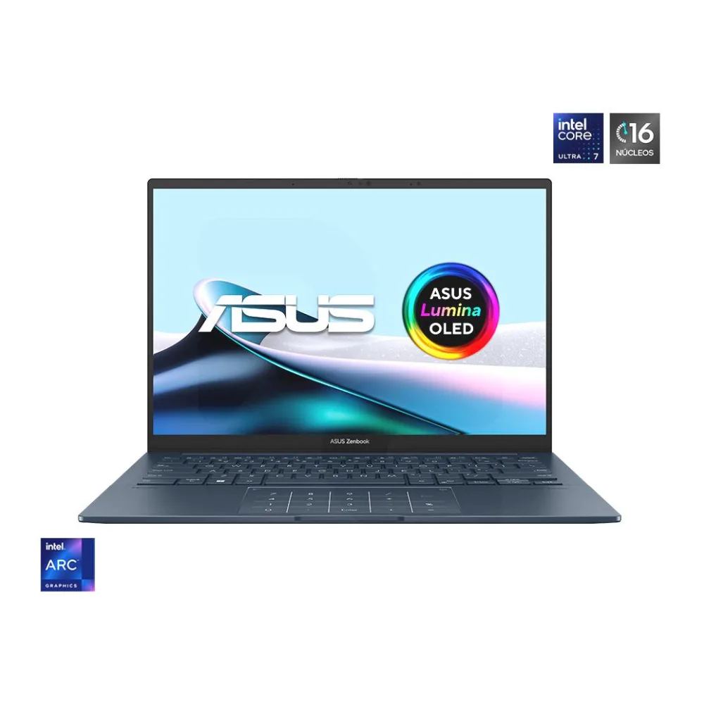 Notebook Ai Pc Zenbook 14 Intel Ultra 7-255H 14" Oled 120HZ 16GB 1TB Ssd Windows 11 Home Azul UX3405CA-PZ414W Asus