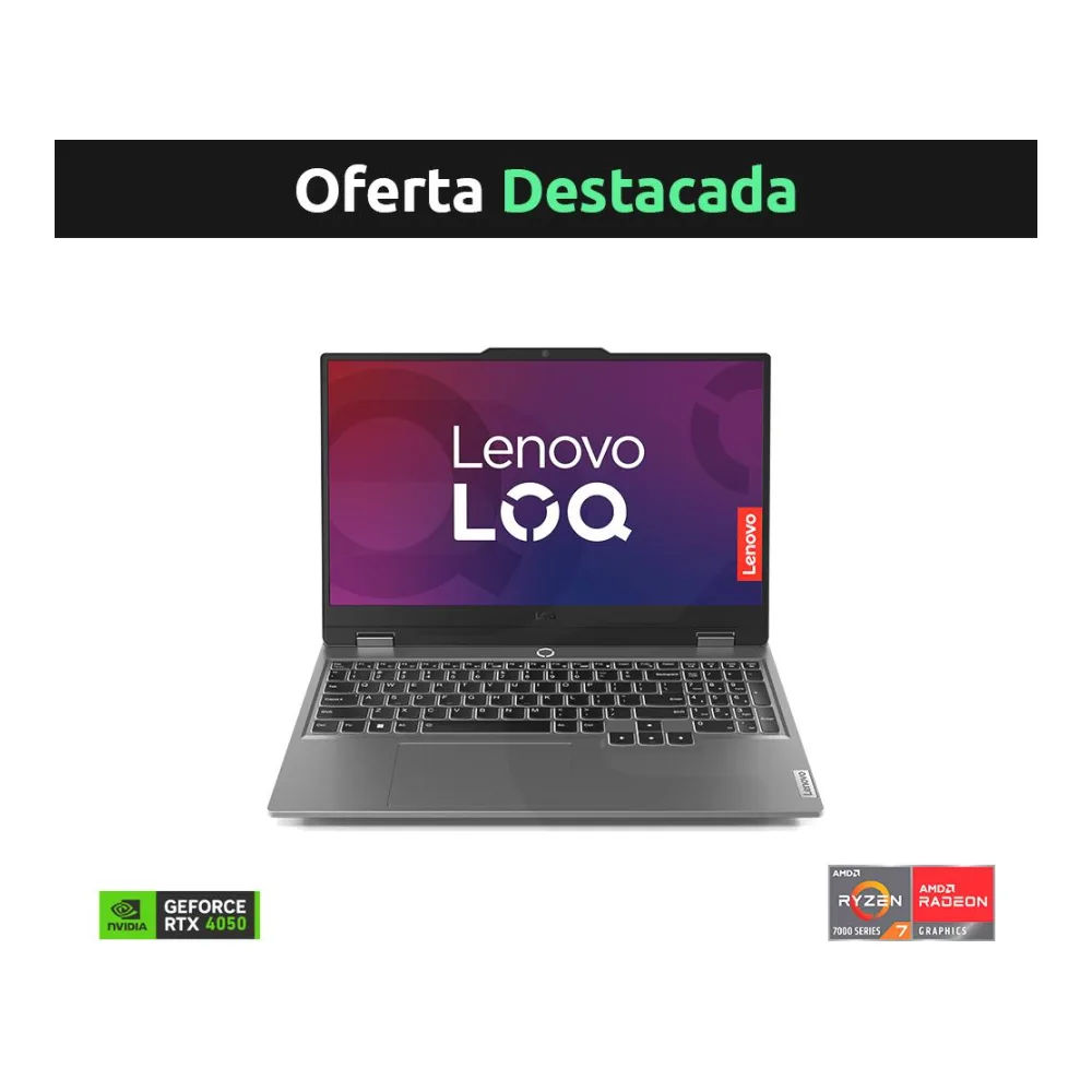 Notebook Gamer Lenovo Loq Gen 9 Amd Ryzen 7-7435HS Nvidia Geforce Rtx 4050 15.6" Fhd 144HZ 16GB Ram 512GB Ssd Windows 11 Home Luna Grey 83JC00MDCL