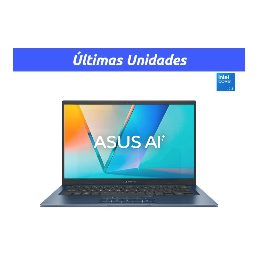 Notebook Vivobook 14 Intel Core 3-304 14" 60HZ 8GB 256GB Ssd Windows 11 Home Azul X1404MA-EB435W Asus