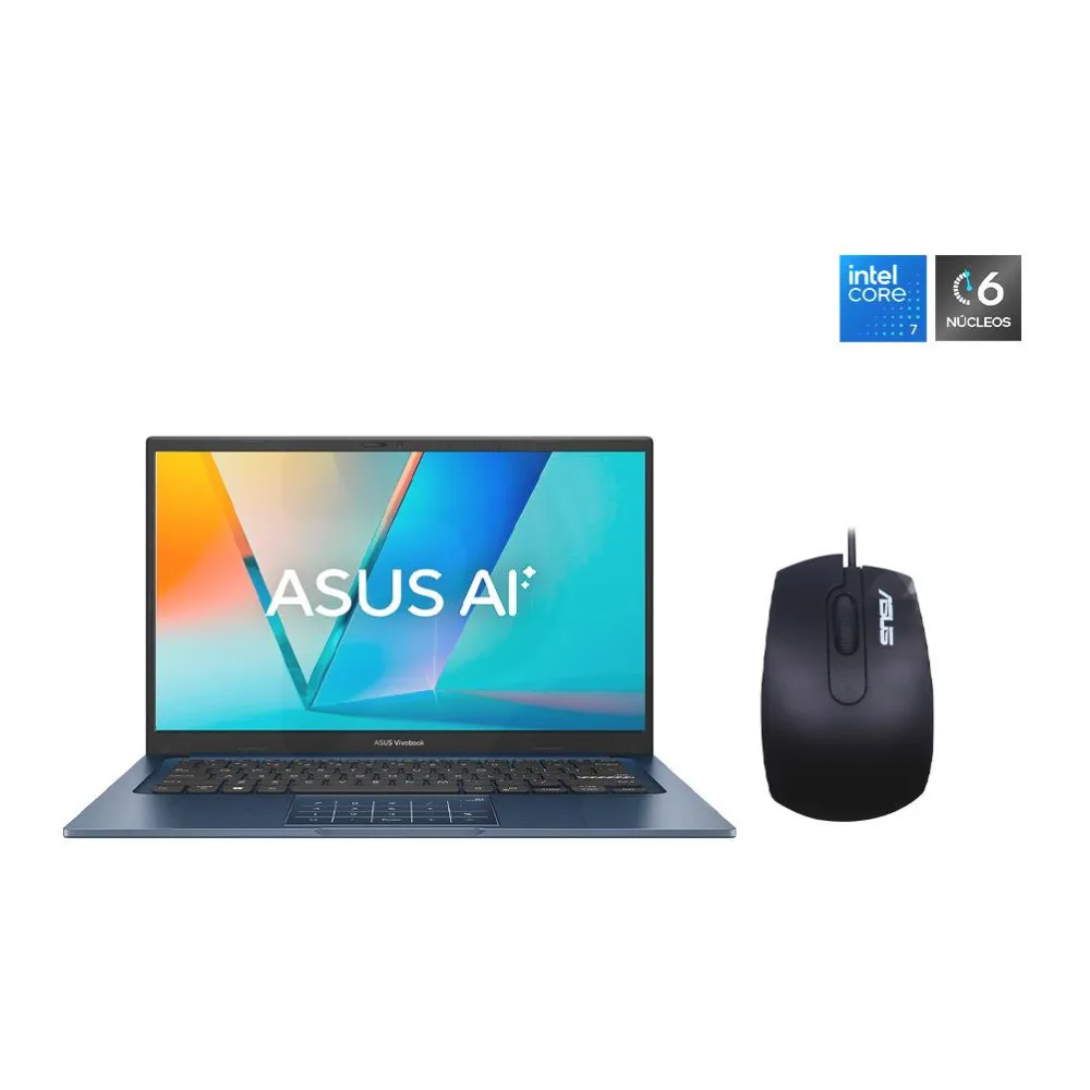 Notebook Vivobook 14 Intel Core 7-350 14" Fhd 60HZ 16GB 512GB Ssd Windows 11 Home X1404MA-EB315W + Mouse Asus