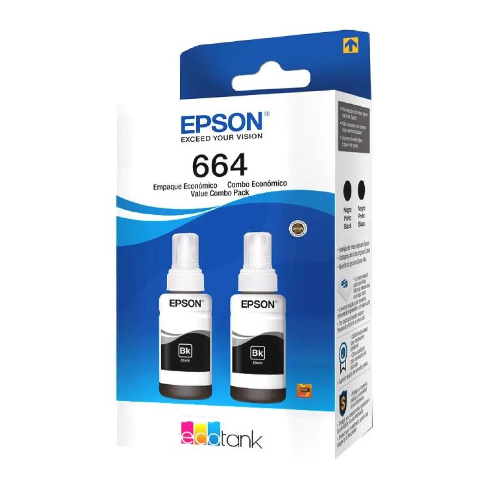 Pack 2 Botellas de Tinta Original Epson T664120-2P Negro