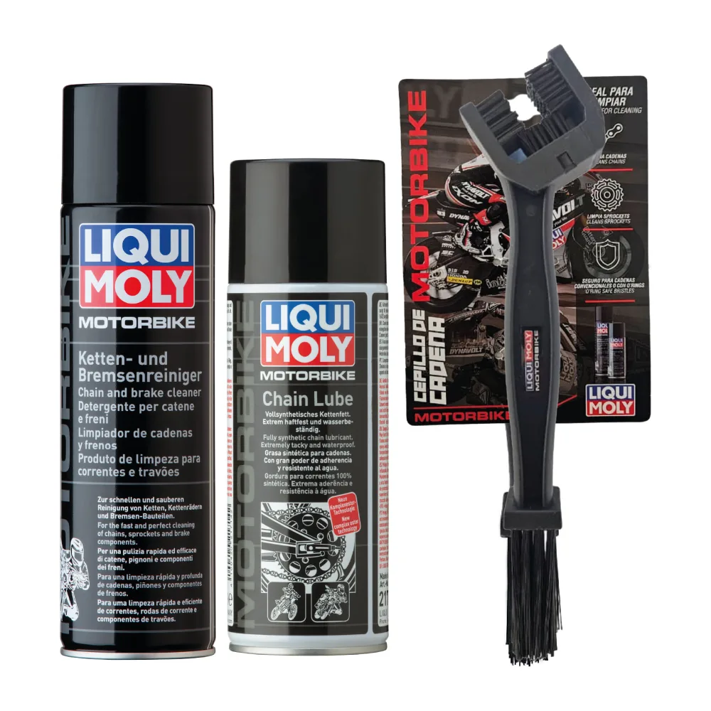 Pack Limpiador/lubricante Cadena Moto + Escobilla Liqui Moly Pack Limpia/lubrica Cadena Moto + Escobilla 900 Ml