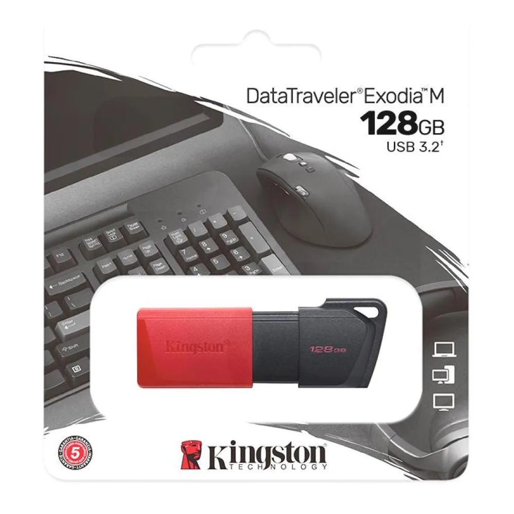Pendrive 128GB Usb 3.2 GEN1 Datatraveler Exodia M Negro/rojo Kingston