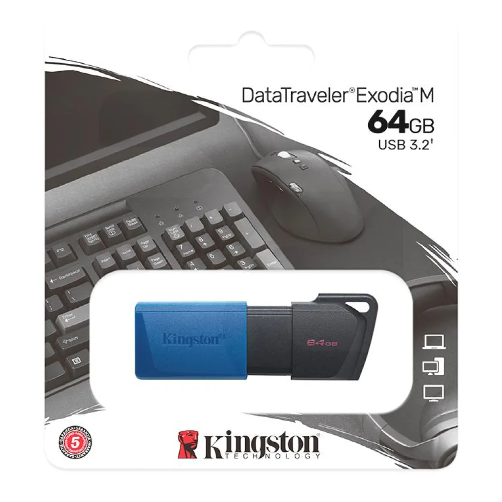 Pendrive 64GB Usb 3.2 GEN1 Datatraveler Exodia M Negro/azul Kingston