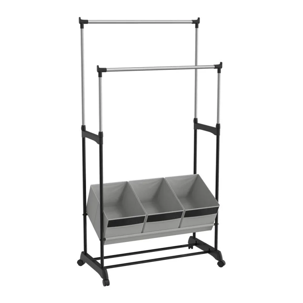 Perchero 3 Cajas Tela Negro/gris Just Home Collection
