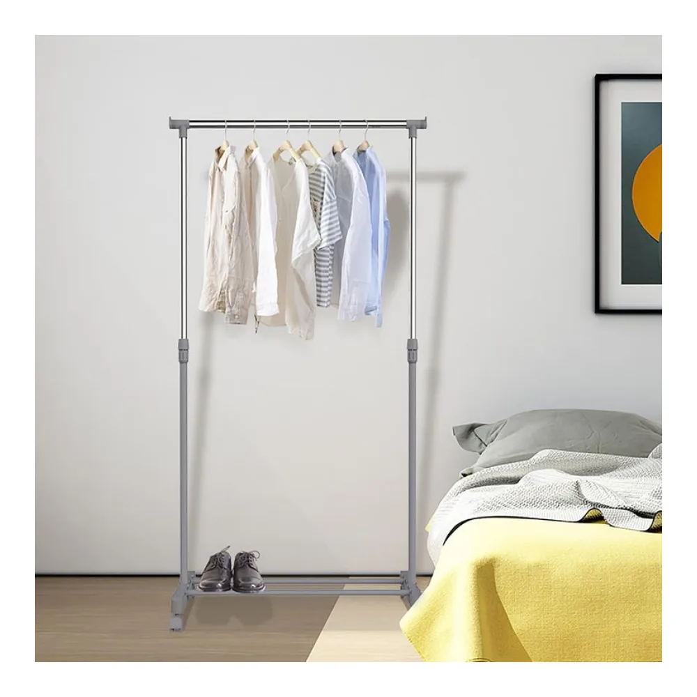 Perchero Una Barra con Ruedas Metal Gris Just Home Collection