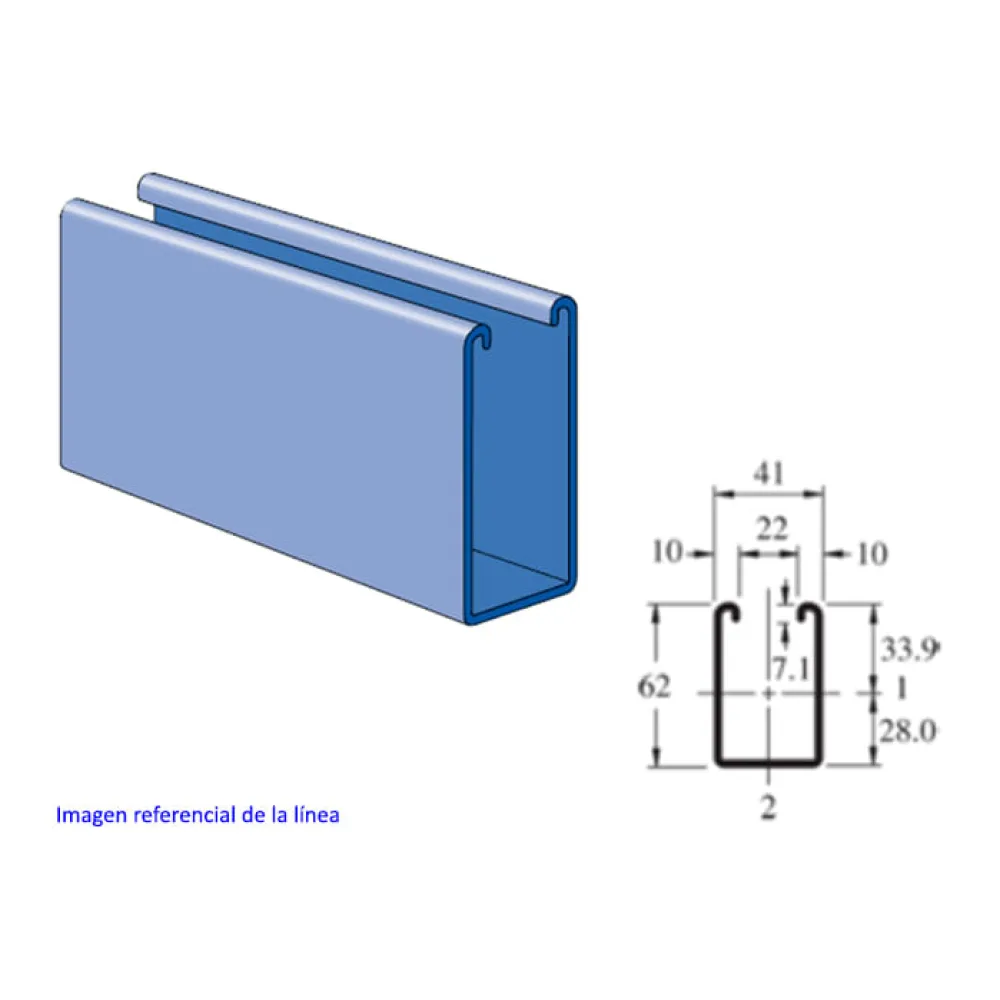 Perfil 41X62X3000X2.7MM (pg) 337407336 Unistrut