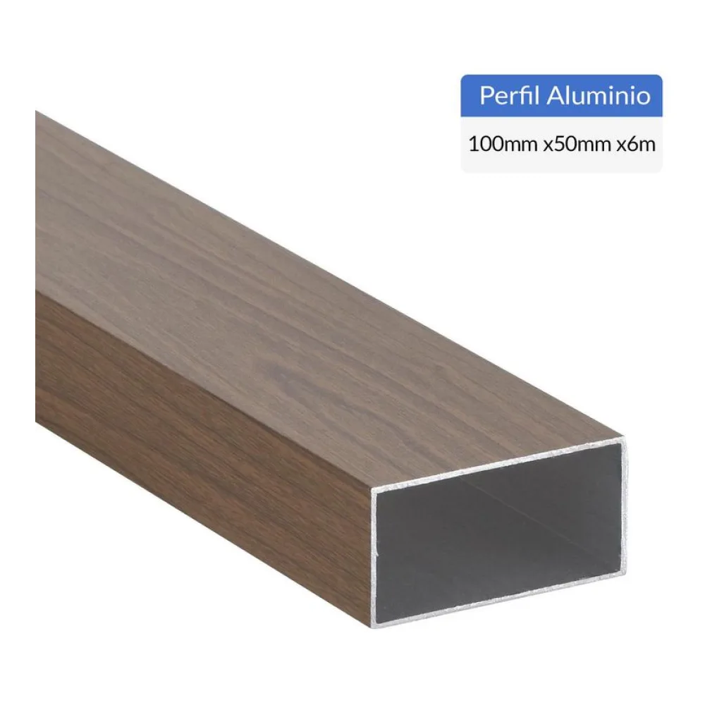 Perfil Tubular Café Aluminio 100X1.5 Mm 6 M Superfil