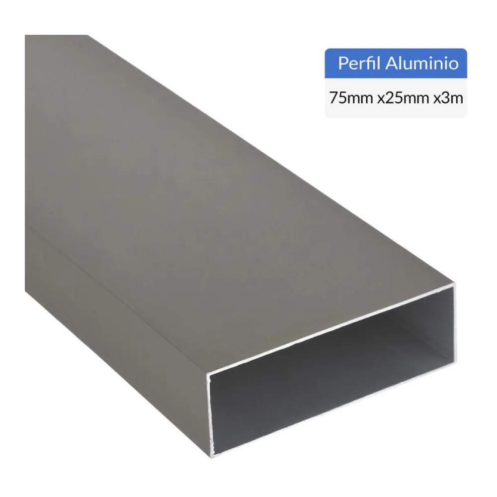 Perfil Tubular Gris Aluminio 75X1 Mm 3 M Superfil