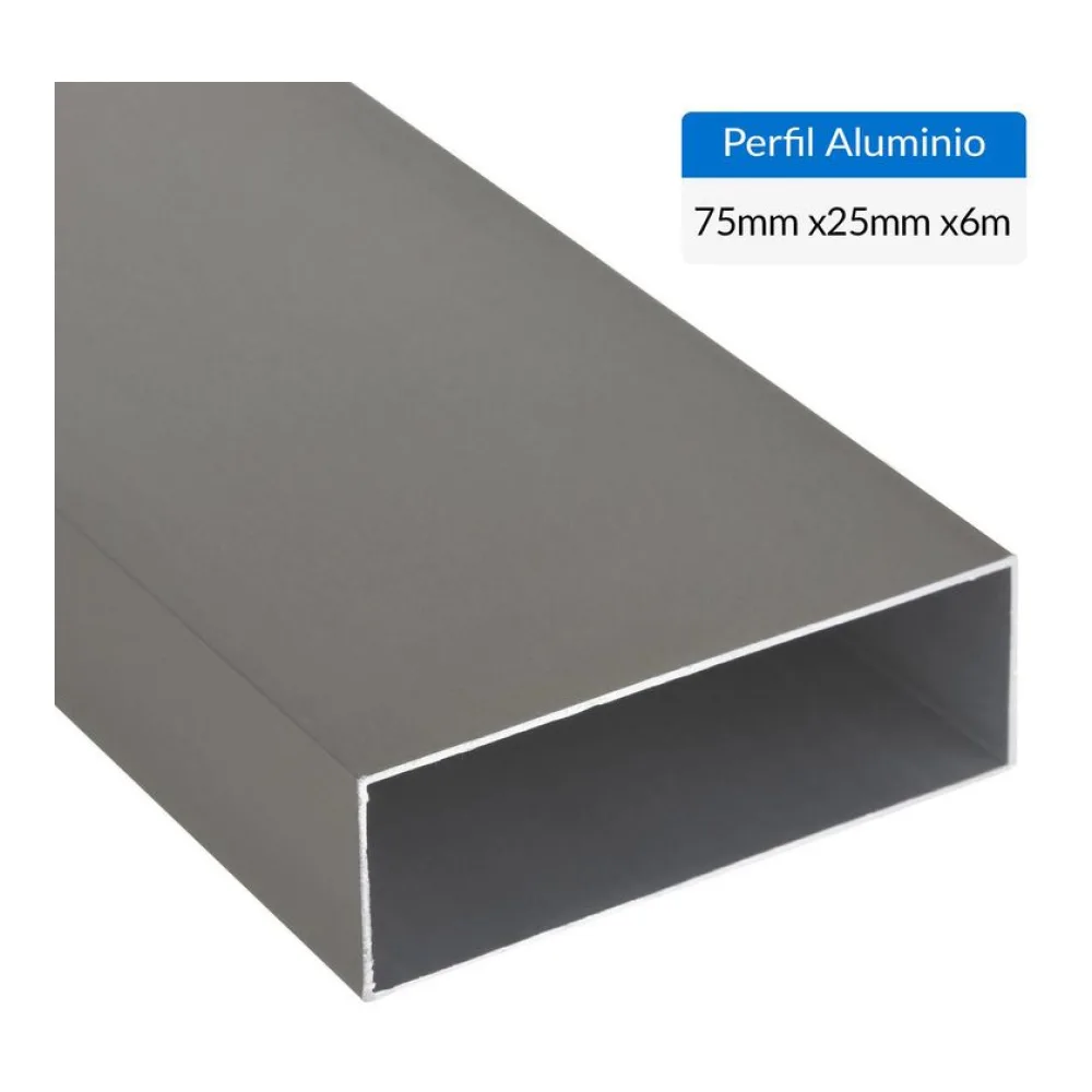 Perfil Tubular Gris Aluminio 75X1 Mm 6 M Superfil