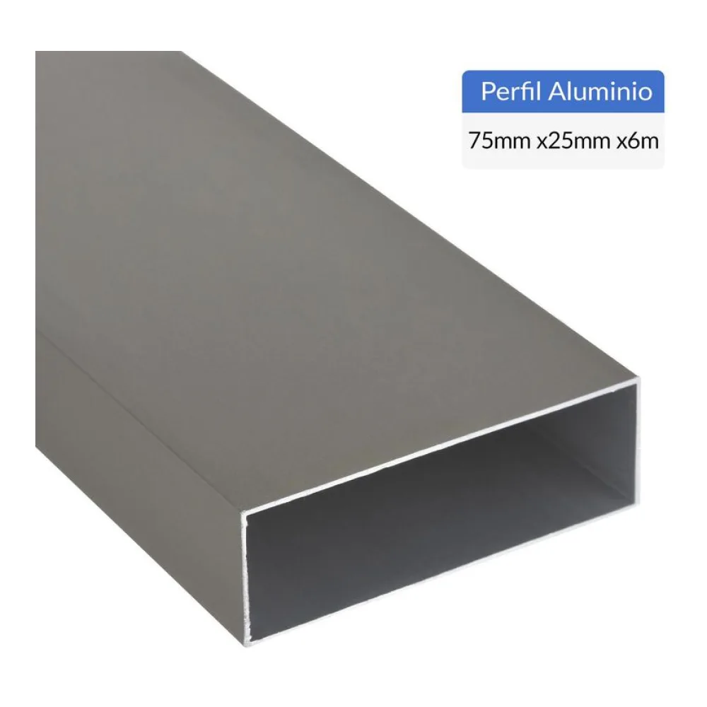 Perfil Tubular Gris Aluminio 75X25X1 Mm 6 M Superfil