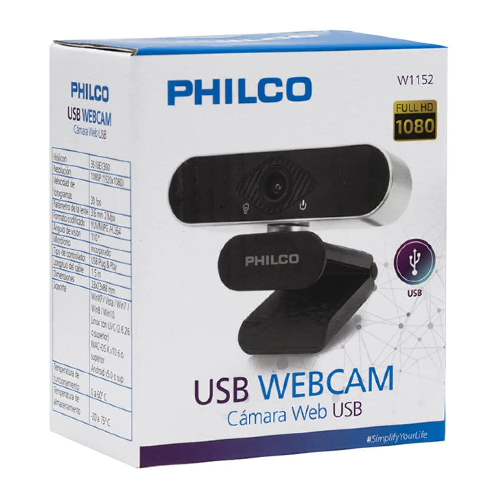 Philco Webcam 1080P 30FPS 1920 1080 29PLCW1152