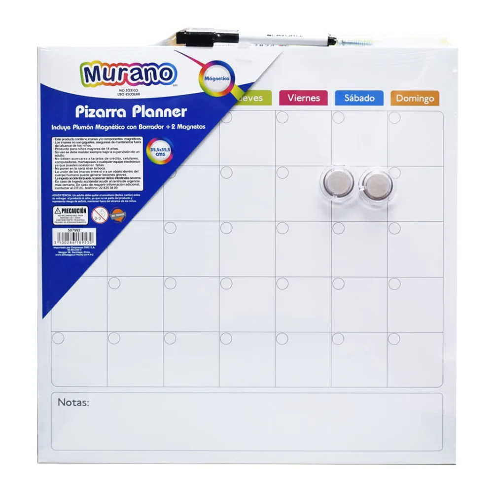 Pizarra Magnetica Planner 35,5 X 35,5 Cm Murano