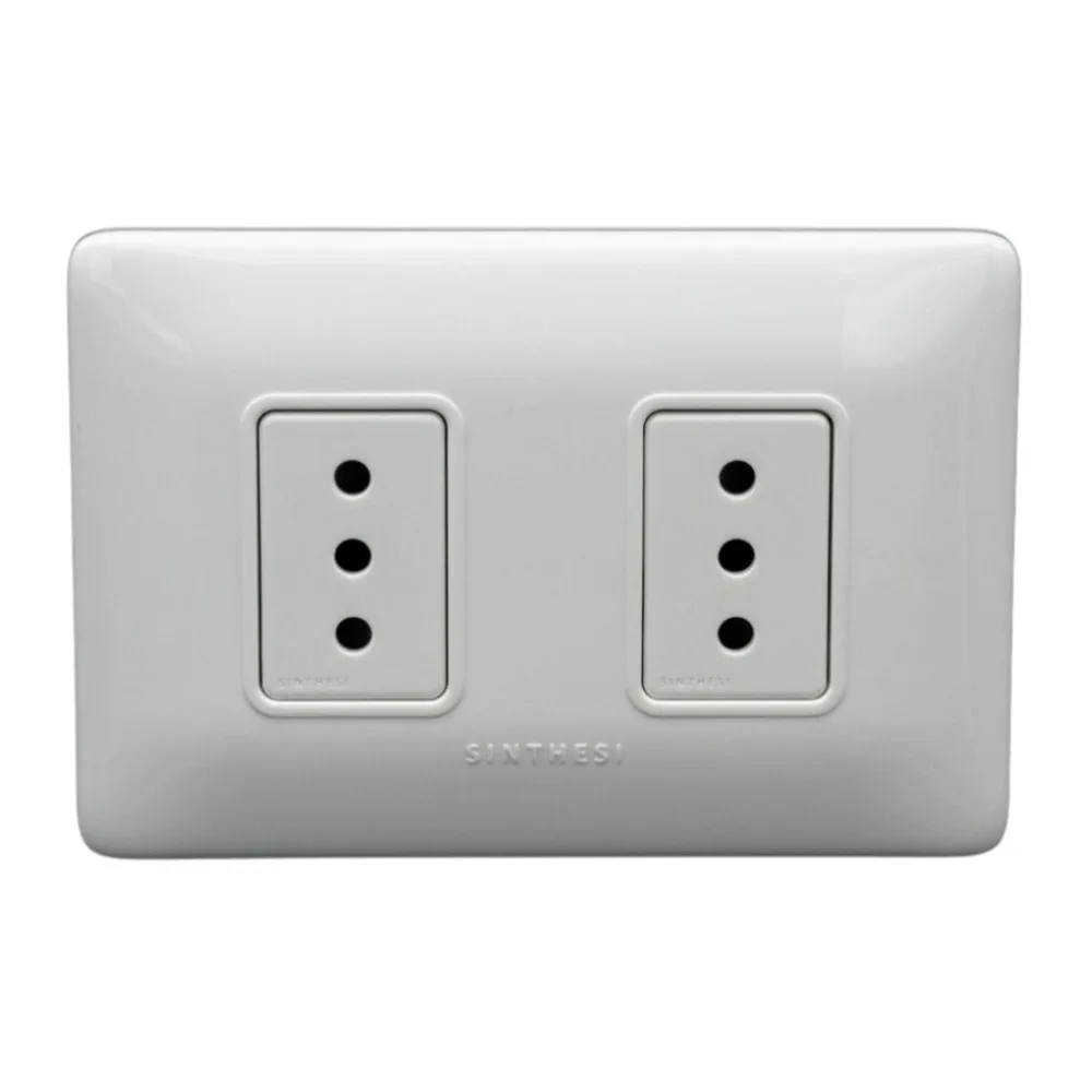 Placa Tomacorriente Duplex 10A 250V 2P+T S12 Blanco 1295801102 Sinthesi