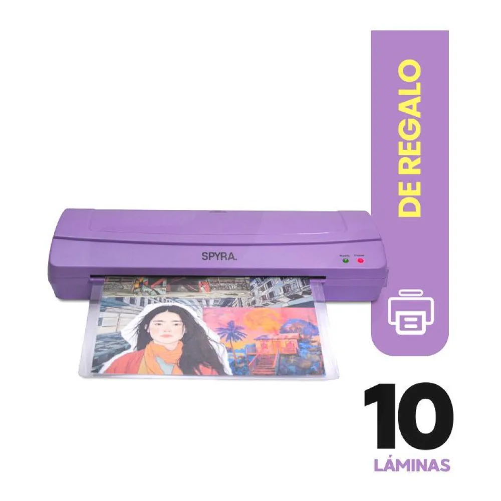 Plastificadora de Papeles Carta / Oficio Lite 230 Lila + Set 10 Pouch Carta 125M Spyra