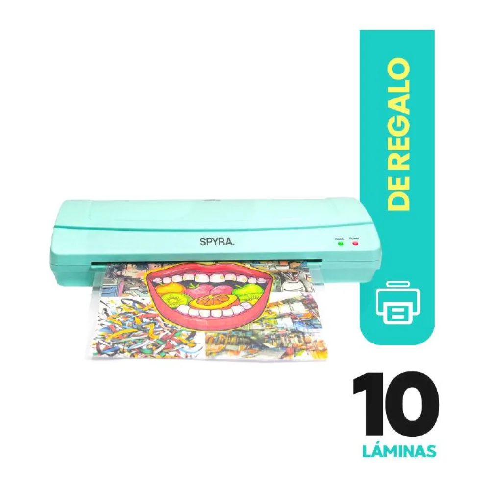 Plastificadora de Papeles Carta / Oficio Lite 230 Verde + Set 10 Pouch Carta 125M Spyra