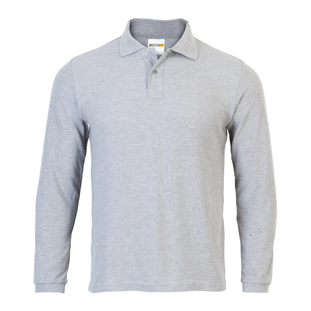 Polera Pique Atox Manga Larga Gris
