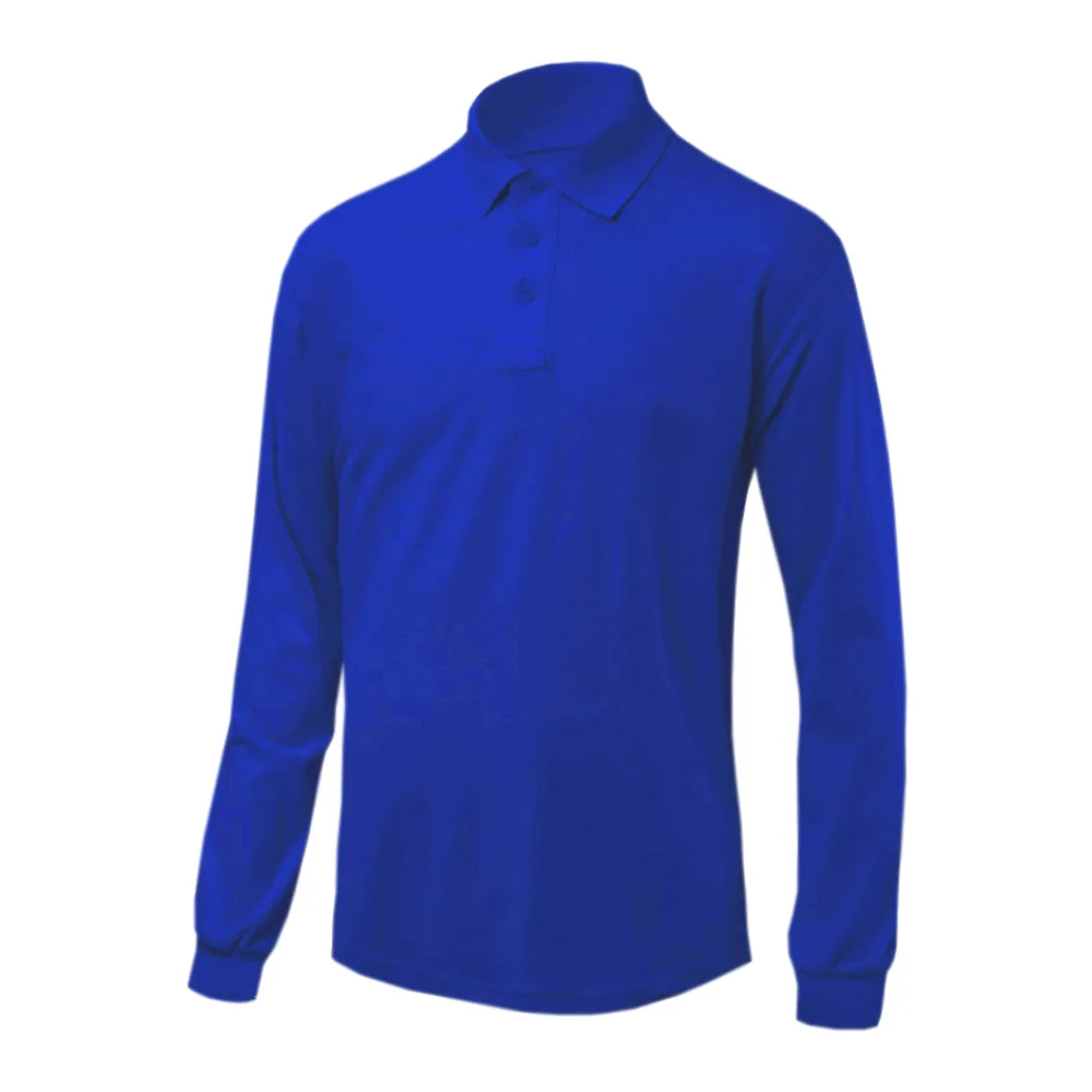 Polera Pique Manga Larga Hombre Geolite Azul Rey