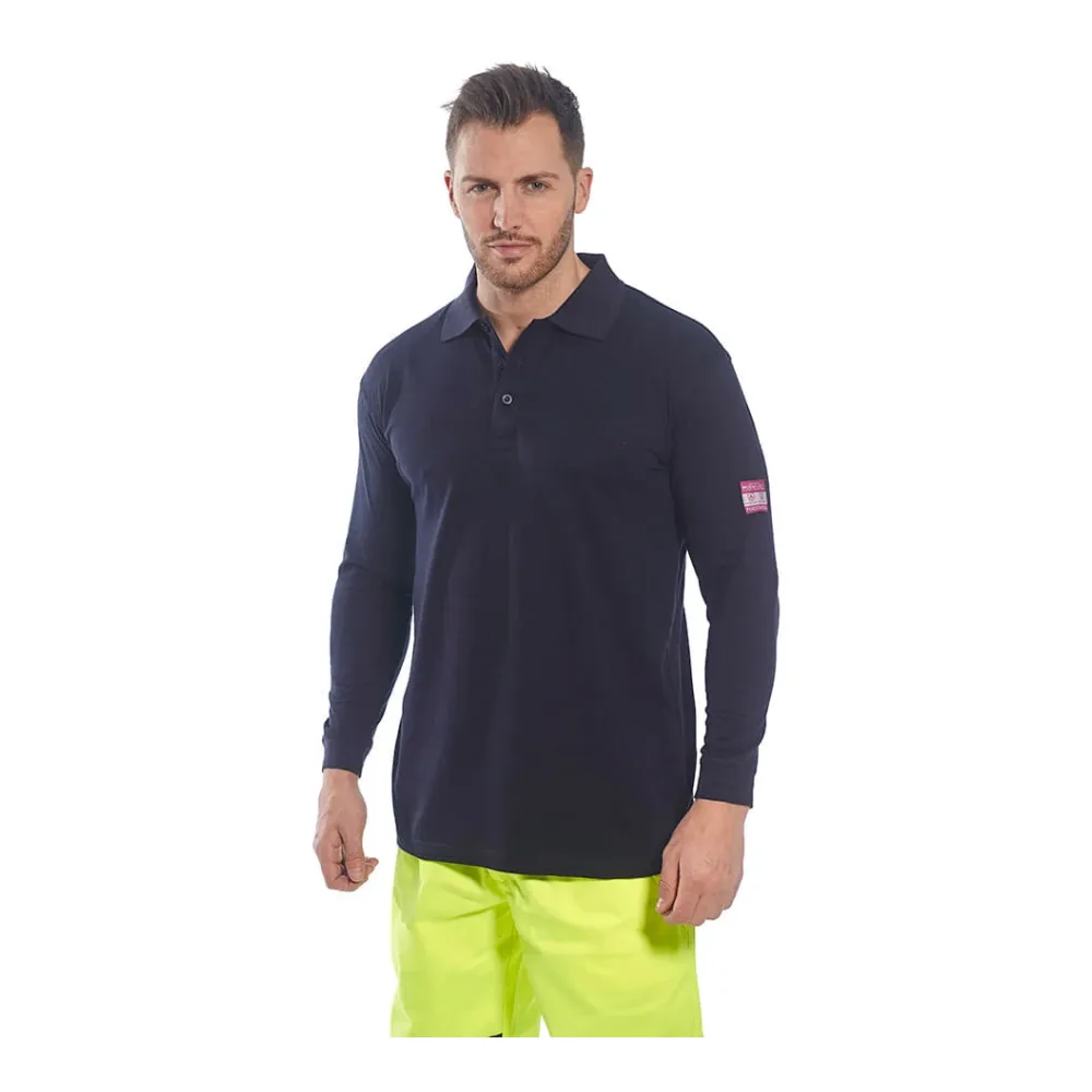 Polera Polo Manga Larga Resistente a la Llama y Antiestático Portwest