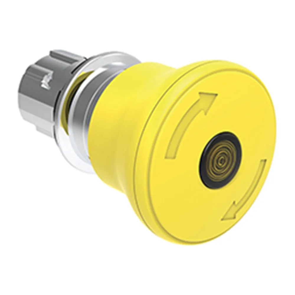 Pulsador Luminoso Emergencia Bloqueo/desbloqueo Rotacion Amarillo, (cabezal 40MM), 22MM, Metalico 2482472 Lovato