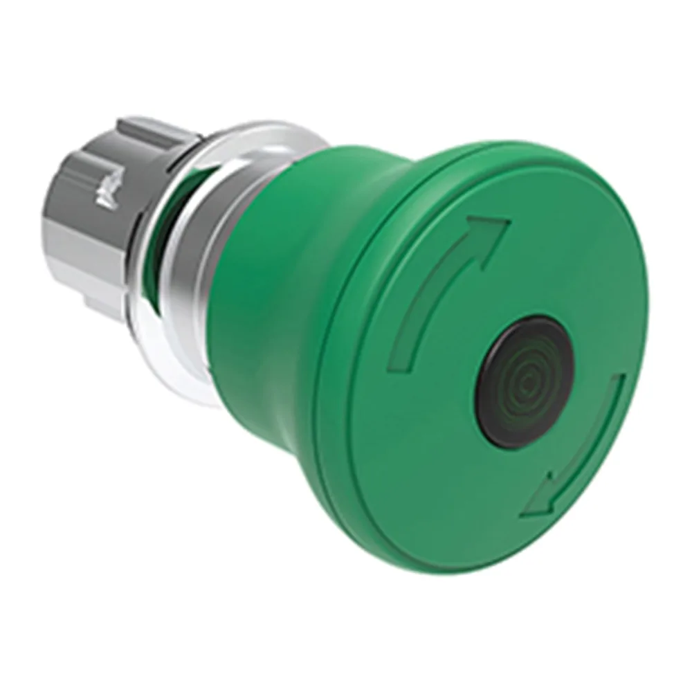 Pulsador Luminoso Emergencia Bloqueo/desbloqueo Rotacion Verde, (cabezal 40MM), 22MM, Metalico 2482872 Lovato