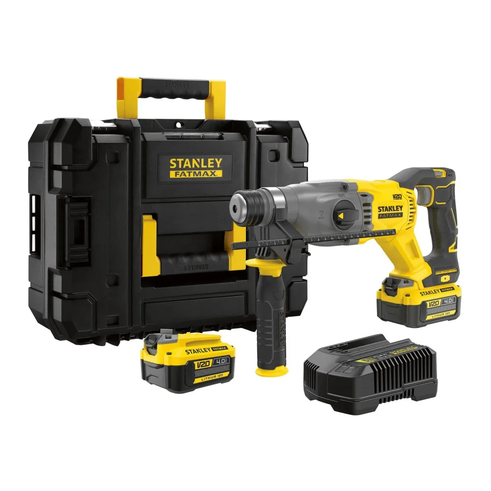 Rotomartillo Stanley Sds Plus 2.0J Incluye 2 Bateria de 4.0AH, Cargador 2.0AH y Maleta S-tak