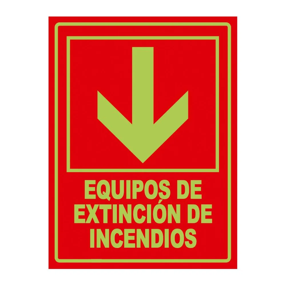 Señal Fotoluminiscente Equipo Extincion Abajo Vertical